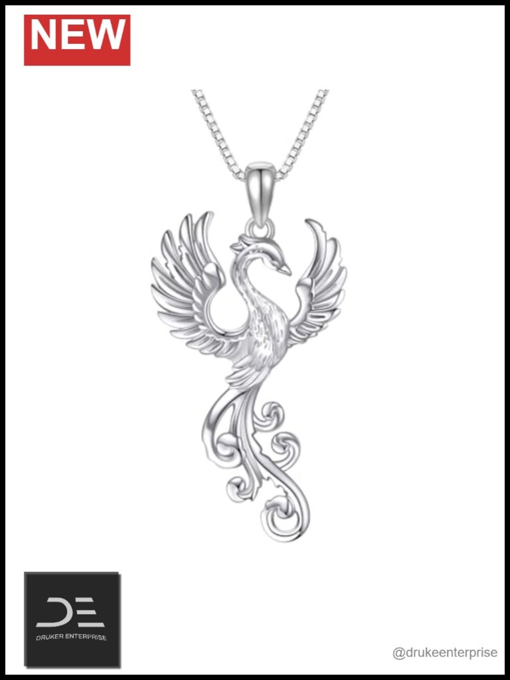 925 Sterling Silver Phoenix Bird Pendant Necklace Women Jewelry Gift